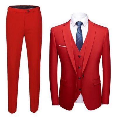 妖妖韓國店~Solid color pocket decoration suit three-piece groom's長袖