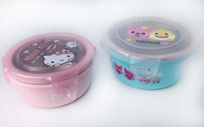 【韓國製】PINKFONG 碰碰狐 KITTY 304不鏽鋼密封雙層隔熱碗 餐盒 保鮮盒 隔溫碗 baby shark
