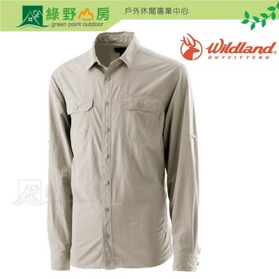 綠野山房》Wildland 荒野 台灣 男款 可調節抗UV襯衫 休閒襯衫 長袖襯衫 排汗 素色 白卡其 W1202-83