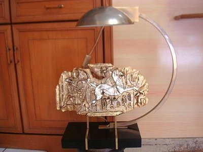 義大利原裝古董藝術銅雕檯燈(高:52寬:48cm)