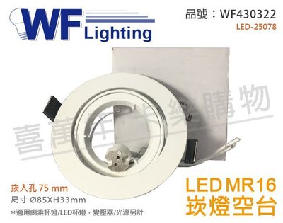 [喜萬年] 含稅 舞光 LED-25078 7.5cm 白色鋁 MR16 崁燈 空台_WF430322