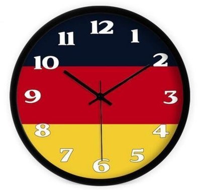 [便利小舖]- 德國國旗歐式歐洲風格時鐘掛鐘靜音鐘牆鐘錶 1856c