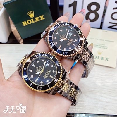 現貨熱銷-Rolex Batik 浮雕模擬手錶具有主動日期錶帶鏈優雅免費盒 Ori 手動書本