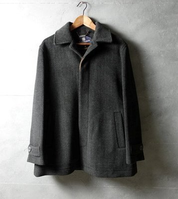 英國品牌 Aquascutum 深灰 純羊毛 單排扣 短大衣 M號