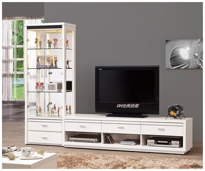 【DH】商品貨號vc654-2品名稱《米提》八尺L型白色電視櫃 如圖一2尺展示櫃+6尺長櫃(另有原木雙色)主要地區免運費
