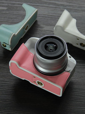 新款*適用佳能R50相機套Canon r100半套底座 粉色皮套EOS R8斜紋#相機包#阿英特價