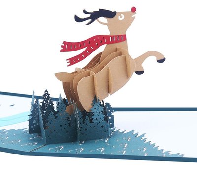 聖誕節限定卡片 聖誕麋鹿 ＊ 耶誕卡 生日卡 迎賓卡 邀請卡 明信片 賀年卡 3D 立體紙雕 麋鹿 雪人 聖誕老公公