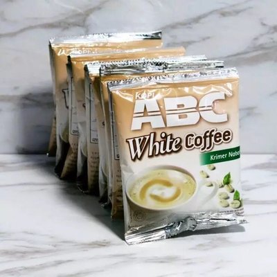 印尼進口 ABC牌 WHITE COFFEE 三合一速溶白咖啡包。规格：27g/10小包/270g。現貨商品。