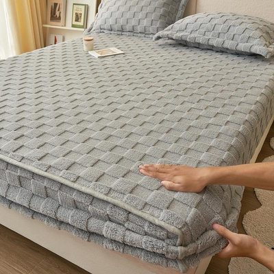 冬季珊瑚絨床笠單件牛奶法蘭絨床罩床墊套罩席夢思保護套床單加絨現貨床上用品