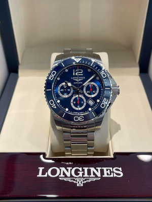 LONGINES  浪琴表  Hydro Conquest  深海征服者系列 L3.883.4.96.6 藍色陶瓷圈 計時碼錶款