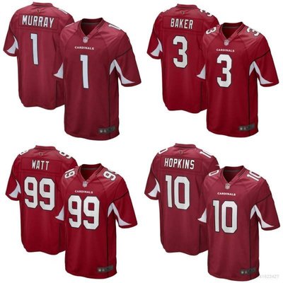 新 Arizona 紅衣主教 NFL 足球球衣號 99 號瓦特號 Murray 號 3 號麵包師 10 霍普金斯 Jer-时尚穿搭
