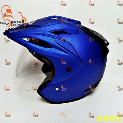 霹靂殿堂哥斯拉頭盔固體藍色 DOFF 一個玻璃半臉 SNI