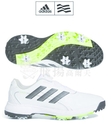 【飛揚高爾夫】adidas TRAXIONLITE BOA 24 男鞋 #IF3037 ,白/黑 有釘鞋