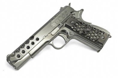 【BCS武器空間】WE M1911 .45 HEX 蜂巢版 銀 全金屬瓦斯短槍-WEE016SV