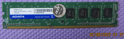 【 DDR3寬版雙面顆粒 】威剛 ADATA  DDR3-1333 4G 桌上型記憶體 【宏碁套裝機拆下個人保固14日】