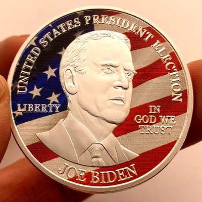 特價！2020美國總統大選拜登鍍銀紀念章 彩繪金幣硬幣風云人物紀念幣