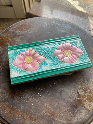 阿公的舊情人 老磁磚 日本製 日本進口 胭脂玫瑰花