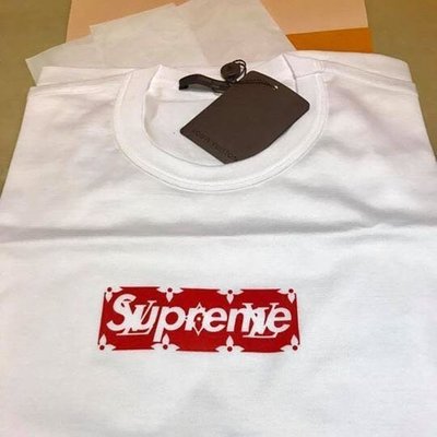（台灣微風公司貨）附全新包裝提袋Lv x supreme box logo tee T恤 XXL 可議真品附發票刷卡單降價