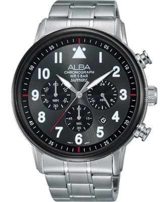 ALBA Prestige 飛行時尚計時腕錶(AT3A69X1)-灰黑/44mm VD53-X256D