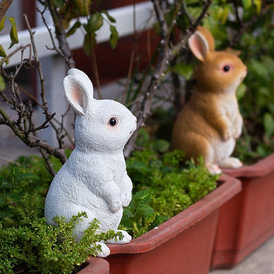 仿真擺件戶外仿真小白兔子動物擺件草地園林景觀雕塑小品裝飾花園庭院裝飾佈置品落地
