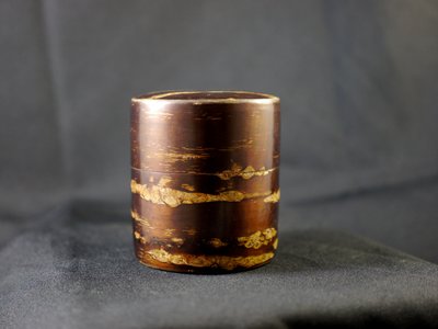 【侘美術】日本櫻木皮細工茶筒  茶入 茶道具