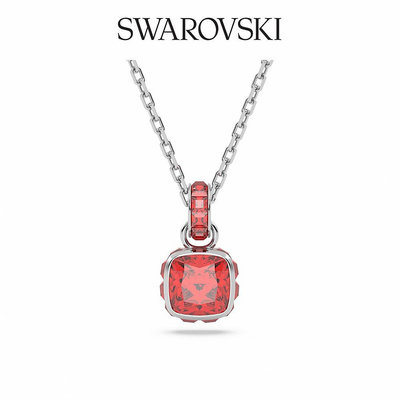 SWAROVSKI 施華洛世奇 Birthstone 鏈墜 方形切割 鍍白金色 七月紅色 誕生石