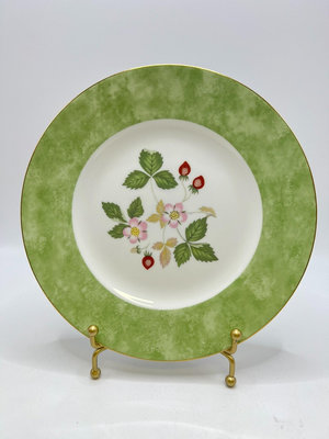 英國威基伍德wedgwood野草莓綠色邊餐盤