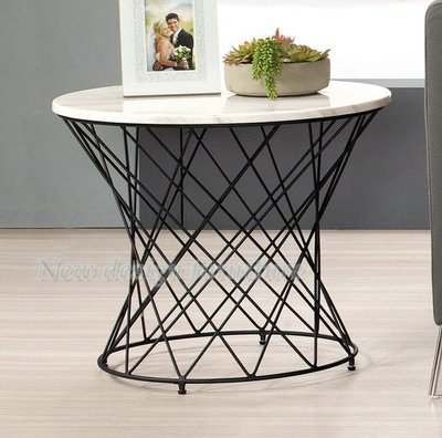 【N D Furniture】台南在地家具-工業風鐵管烤漆腳座人造石面桌面60cm小茶几/2尺小圓几MC