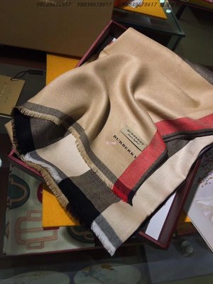 美國代購Burberry 巴寶莉 時尚潮流 英倫時尚 御用經典鑽石格紋 杏色薄款圍巾 70-200披