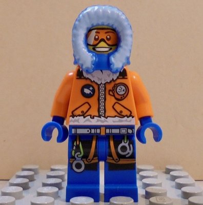 【LEGO樂高】城市系列 藍色毛帽 橘色外套大衣雪衣 極地探險家 身體雙面印刷