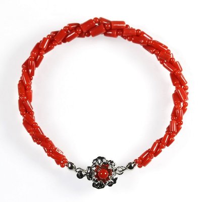 🍁紅珊瑚美到心尖上了 ♫小眾設計款  GTX 25天然珊瑚手鍊  紅珊瑚修管原枝+圓珠三轉編織手鍊