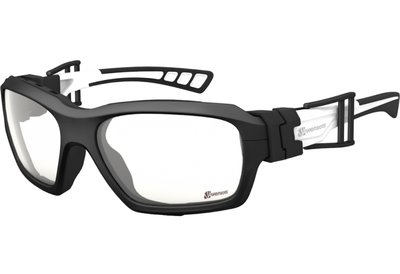 《名家眼鏡》wensotti威騰安全防護鏡框成人款式（附黑色頭帶）wi6930C-M34砂黑/砂白框配透明抗藍光片