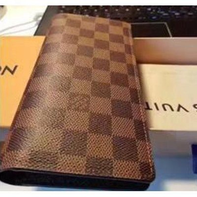 【二手】Louis Vuitton LV 棋盤格紋 N60017 Brazza 雙折零錢長夾  超讚