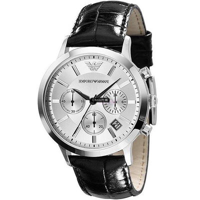 現貨 精品代購 EMPORIO ARMANI 亞曼尼手錶 AR2432 鱷魚紋真皮錶帶 三眼計時腕錶 手錶 歐美代購 可開發票