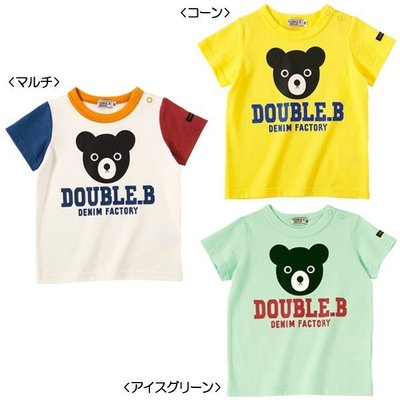 ＊kind親子雜貨＊日本製 Mikihouse  Double B 黑熊 上衣 短袖 T恤 綠色 100cm【現貨】