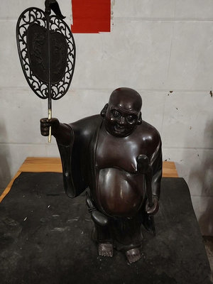 【二手】 日本老銅器彌勒佛   品相如圖，高度73厘米，重26.35斤947 古玩雜項【楚風漢韻】