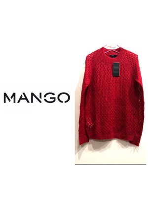 •SALE•Mango 正紅透視羊毛針織衫 毛衣 針織