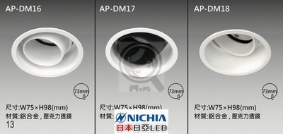 深凹薄邊8W~15W 孔7~7.5cm日本NICHIA崁燈內縮型防眩光可調角度☀MoMi高亮度LED台灣製☀不刺眼高功率