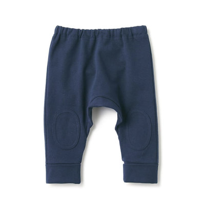 MUJI 無印良品 新生兒 幼兒 有機棉 針織束腳長褲 深藍 彈性佳 二手童裝 70-80cm 休閒長褲