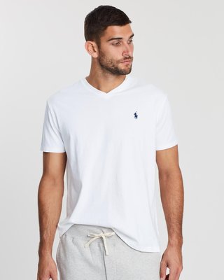 M號賠售【Ralph Lauren】成人版刺繡 小馬標 男士  V領 白色 舒適 短袖 棉T 潮T恤 時尚穿搭