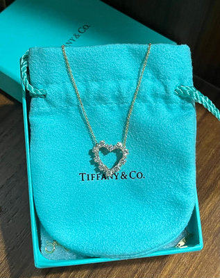 真品Tiffany 18K 750 愛心 鑽石項鍊 心形
