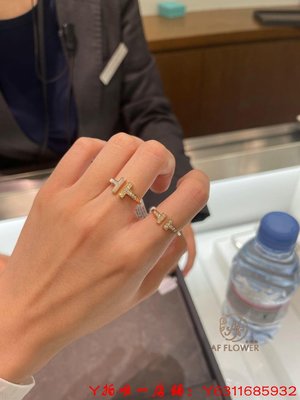 Tiffany/蒂芙尼戒指雙t系列開口無鉆鑲鉆18K玫瑰金T1對戒情侶婚戒奢品竹北百貨