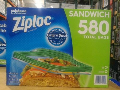 Ziploc 可封式三明治保鮮袋(16.5x14.9cm) 580入COSTCO好市多代購