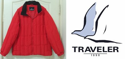 休閒旅遊服飾專櫃【Traveler 旅行者】大紅 JIS 90/10水鳥羽絨 袖可拆 厚款 羽絨外套~特價1999~優