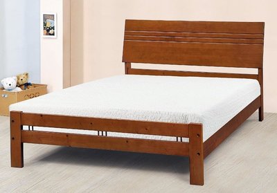 【生活家傢俱】SN-310-4：淺胡桃6尺雙人床台【台中家具】床架 松木實木床 床板高低可調 台灣製造 雙人加大
