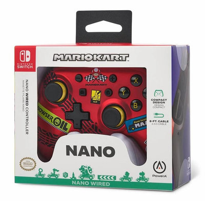 Switch周邊 原廠授權 PowerA Nano有線遊戲手把 瑪利歐 賽車紅 有線控制器【板橋魔力】