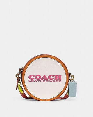 COACH Kia Circle 皮革 拼色 圓形包 單肩背 斜背包 CA098 B4CAH