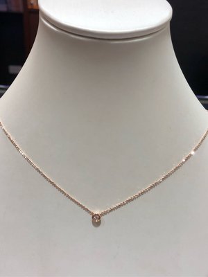 玫瑰金鑽石項鍊，經典Tiffany單鑽造型設計款式，只有一條，香港進口商品，超值優惠價7380元，日系輕珠寶，墜飾項鍊不單薄