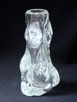 老玻璃花瓶花器台灣老玻璃工藝品手工玻璃藝術品透明白色擺飾品家飾品【心生活美學】