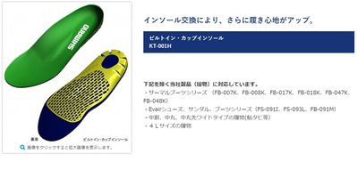 五豐釣具-SHIMANO 提升舒適性的鞋墊KT-001H特價600元